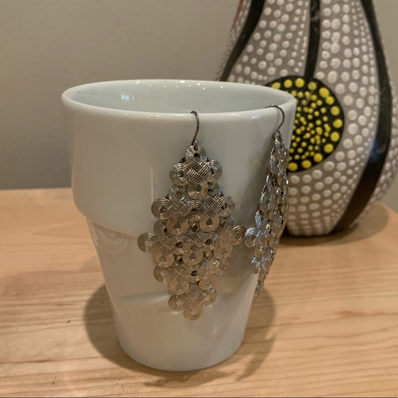 Large Silver Fashion Earrings 3” x 1 1/2” BUNDLE & GIFT FOR CHRISTMAS - Picture 2 of 2